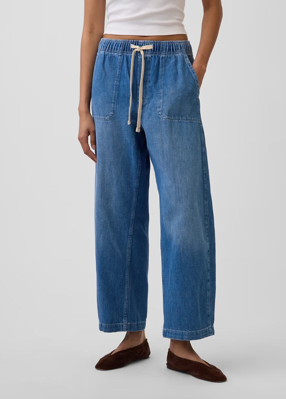 GAP High Rise Easy Barrel Jeans in Medium Indigo Size XL